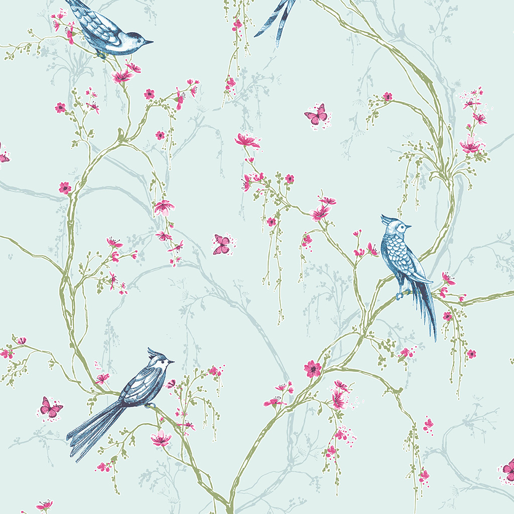 Songbird Duck Egg Wallpaper Superfresco Easy